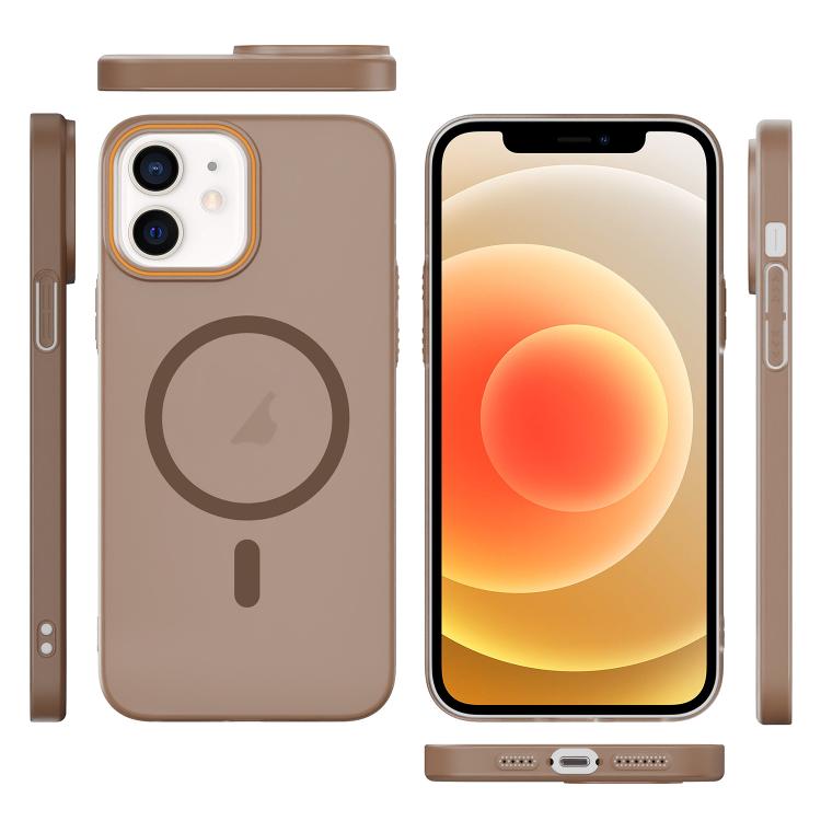 For iPhone 12 Translucent Frosted Skin PC MagSafe Phone Case