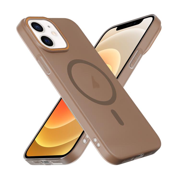 For iPhone 12 Translucent Frosted Skin PC MagSafe Phone Case