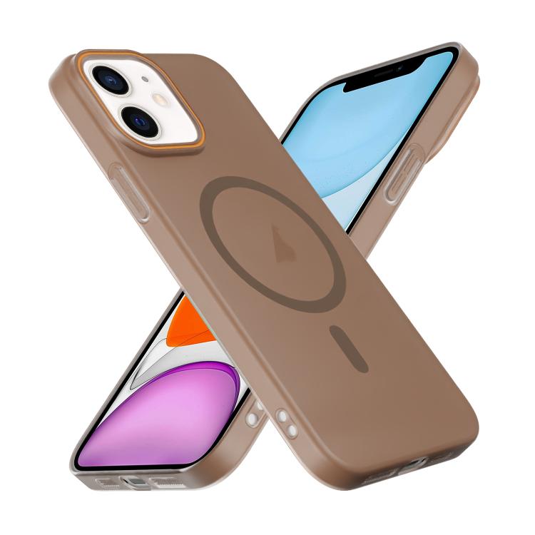 For iPhone 11 Translucent Frosted Skin PC MagSafe Phone Case