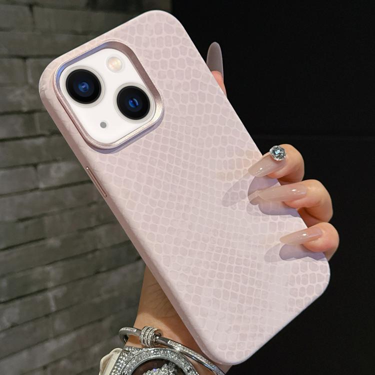 For iPhone 14 / 13 Plain Leather Snake Texture PC MagSafe Phone Case