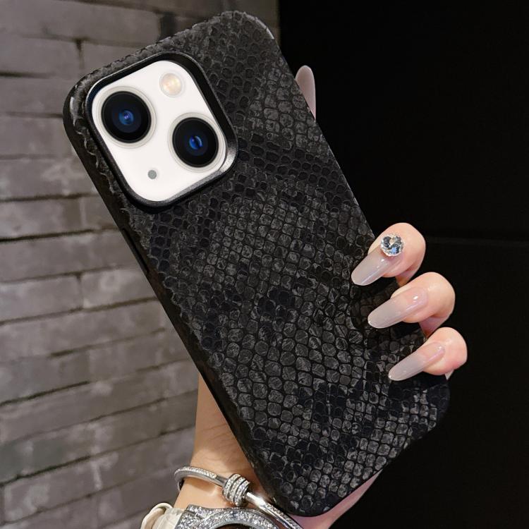 For iPhone 14 / 13 Plain Leather Snake Texture PC MagSafe Phone Case