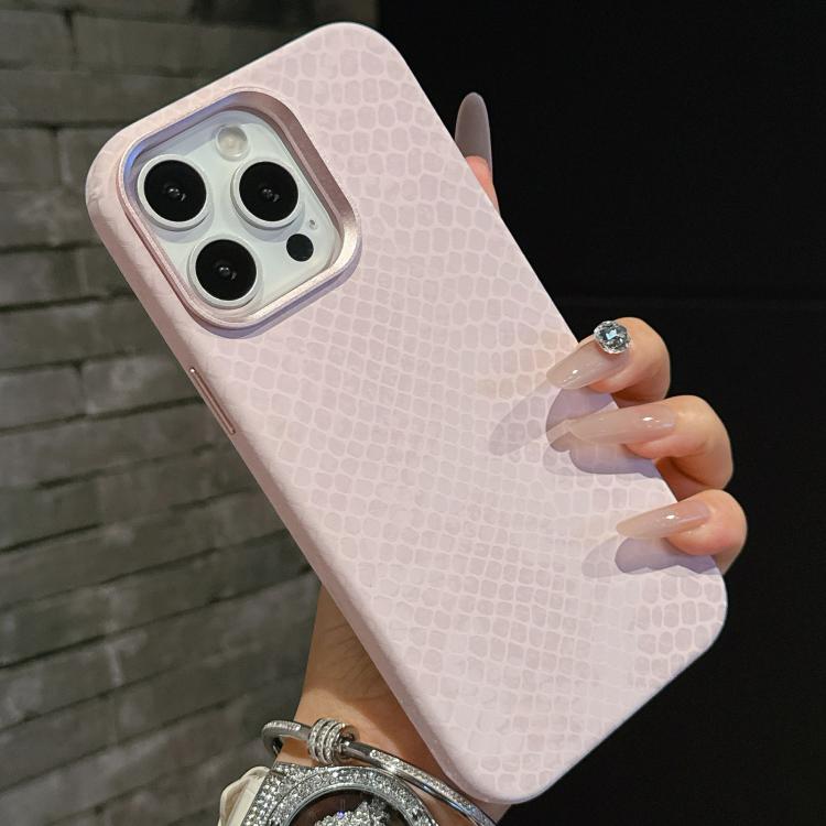 For iPhone 14 Pro Max Plain Leather Snake Texture PC MagSafe Phone Case