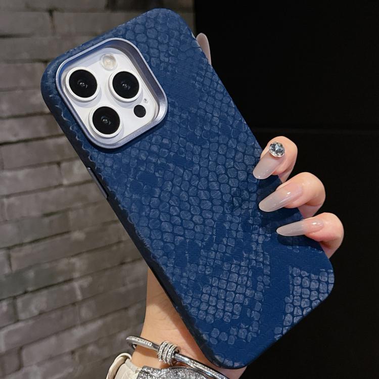 For iPhone 14 Pro Max Plain Leather Snake Texture PC MagSafe Phone Case