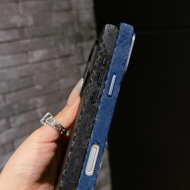 For iPhone 13 Pro Plain Leather Snake Texture PC MagSafe Phone Case