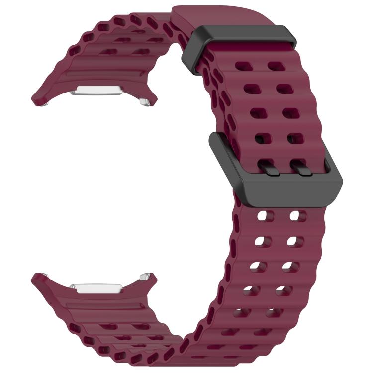 For Samsung Galaxy Watch Ultra 47mm / Ultra 2025 xDfind Ocean Hole Dual Buckle Silicone Watch Band
