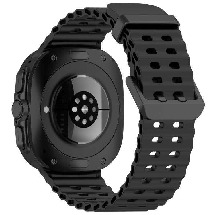 For Samsung Galaxy Watch Ultra 47mm / Ultra 2025 xDfind Ocean Hole Dual Buckle Silicone Watch Band