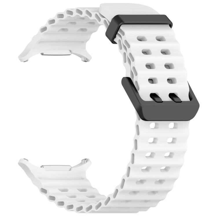 For Samsung Galaxy Watch Ultra 47mm / Ultra 2025 xDfind Ocean Hole Dual Buckle Silicone Watch Band
