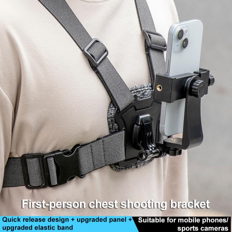 10 in 1 360 Phone Clamp Quick Release Body Mount Belt Chest Strap with Mount & Screw - Grey