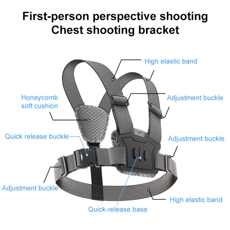 3 in 1 Quick Release Body Mount Belt Chest Strap with Mount & Screw - Grey