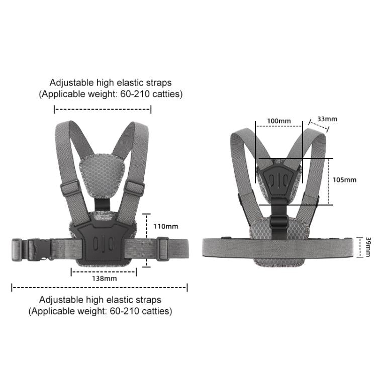 4 in 1 Quick Release Body Mount Belt Chest Strap with Mount & Screw - Grey