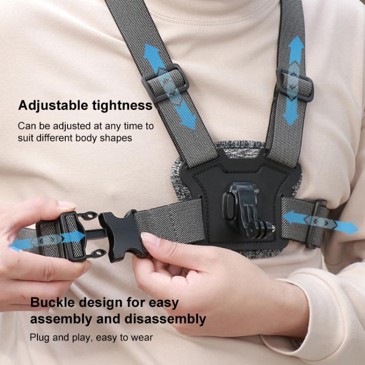3 in 1 Quick Release Body Mount Belt Chest Strap with Mount & Screw - Grey