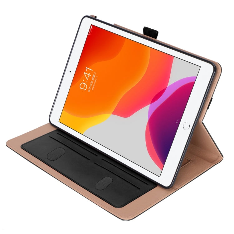 For iPad 10.2 / iPad Air 10.5 / iPad Pro 10.5 inch Retro Texture PU Horizontal Flip Leather Case with Holder & Card Slots & Hand Strap