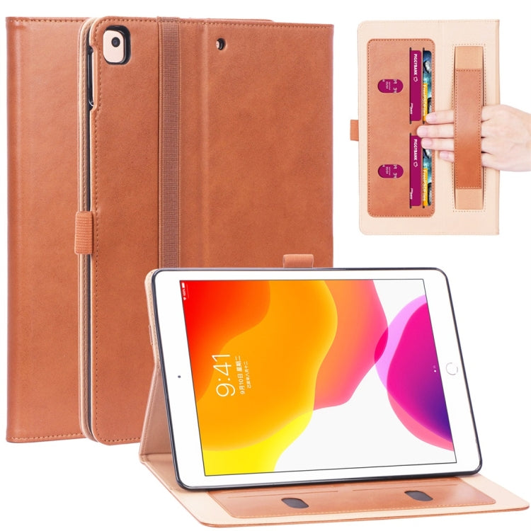 For iPad 10.2 / iPad Air 10.5 / iPad Pro 10.5 inch Retro Texture PU Horizontal Flip Leather Case with Holder & Card Slots & Hand Strap