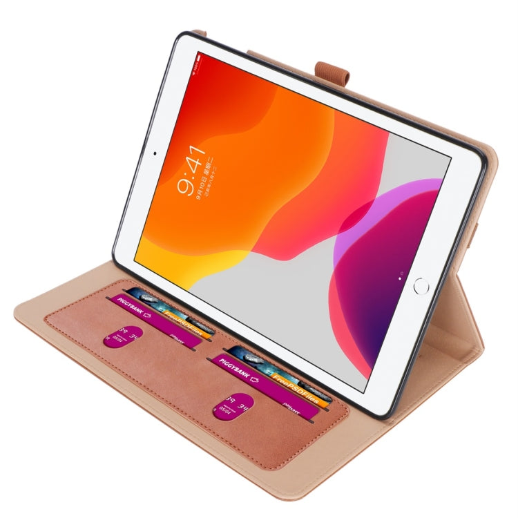 For iPad 10.2 / iPad Air 10.5 / iPad Pro 10.5 inch Retro Texture PU Horizontal Flip Leather Case with Holder & Card Slots & Hand Strap