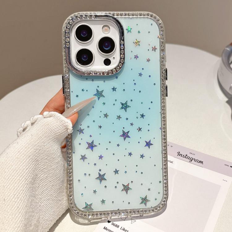 For iPhone 15 Pro Max Holographic Starry Pattern TPU Hybrid IMD Full Coverage Phone Case