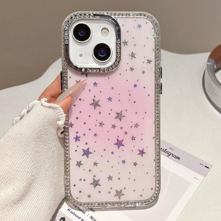 For iPhone 15 Holographic Starry Pattern TPU Hybrid IMD Full Coverage Phone Case