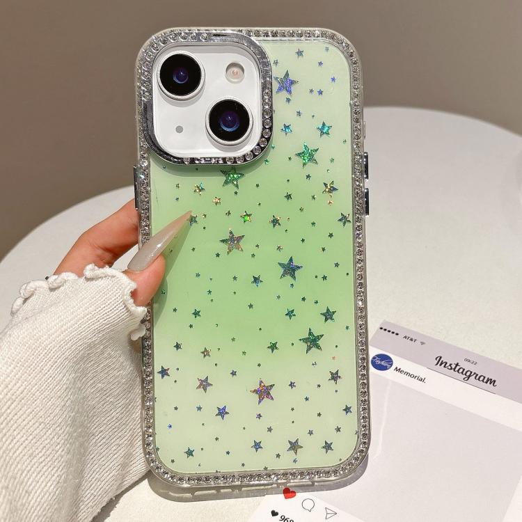 For iPhone 15 Holographic Starry Pattern TPU Hybrid IMD Full Coverage Phone Case