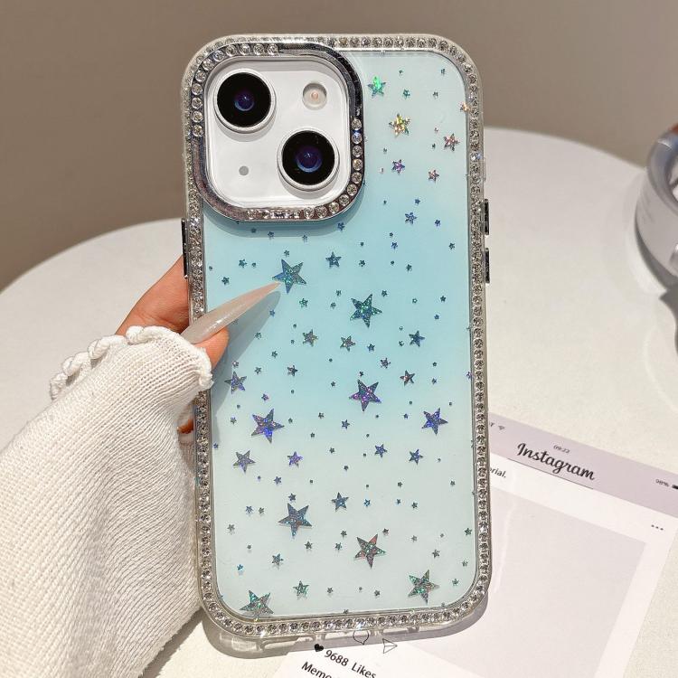 For iPhone 15 Holographic Starry Pattern TPU Hybrid IMD Full Coverage Phone Case
