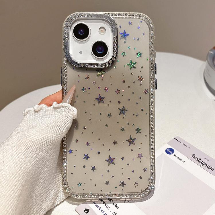 For iPhone 15 Holographic Starry Pattern TPU Hybrid IMD Full Coverage Phone Case