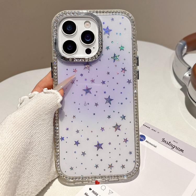 For iPhone 13 Pro Max Holographic Starry Pattern TPU Hybrid IMD Full Coverage Phone Case