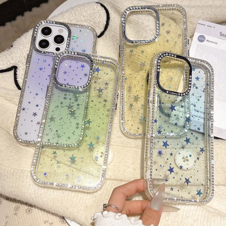 For iPhone 13 / 14 Holographic Starry Pattern TPU Hybrid IMD Full Coverage Phone Case