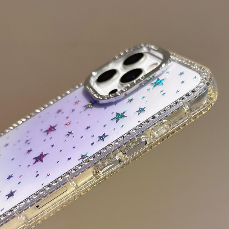 For iPhone 15 Holographic Starry Pattern TPU Hybrid IMD Full Coverage Phone Case
