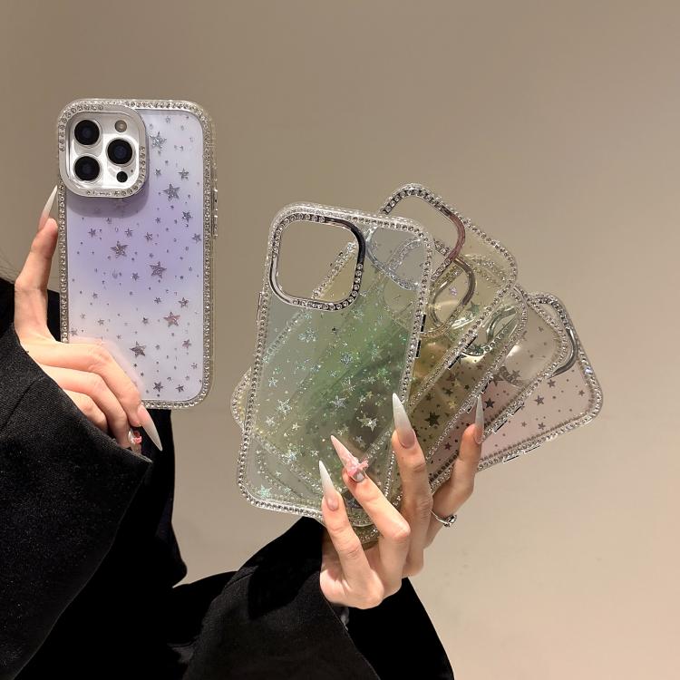 For iPhone 15 Plus / 14 Plus Holographic Starry Pattern TPU Hybrid IMD Full Coverage Phone Case
