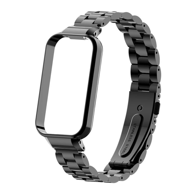 For Redmi Band 2 / Xiaomi Smart Band 8 Active xDfind Watch Frame Integrated Three Beads Metal Watch Band