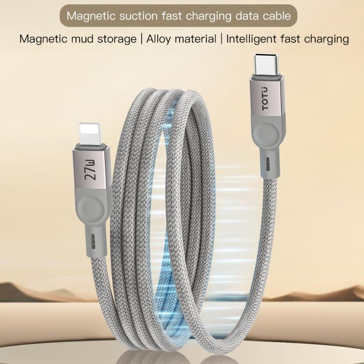 TOTU CB-13-PD 27W USB-C / Type-C to 8 Pin Magnetic Fast Charge Data Cable, Length:1m - Titanium