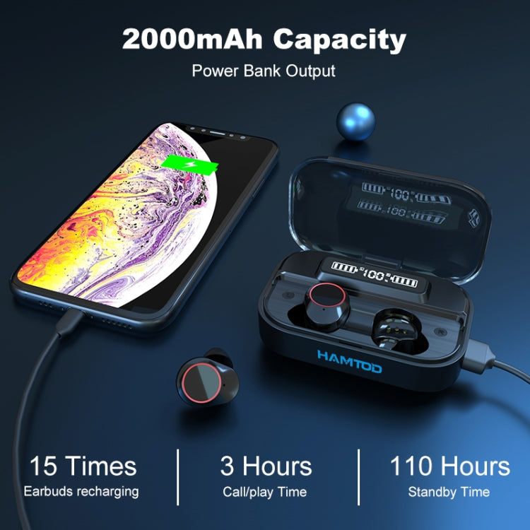 HAMTOD G02 Pro Bluetooth 5.1 Waterproof TWS Bluetooth Earphone with Charging Box