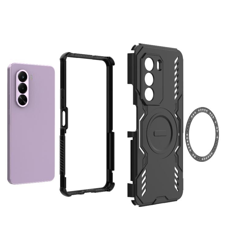 For Realme P4x 5G India Butterfly Armor MagSafe Magnetic Ring Shockproof Phone Case