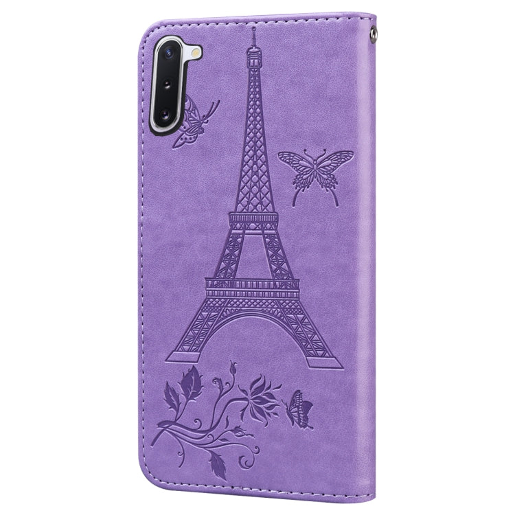 For Samsung Galaxy Note10 Embossing Tower Butterflies Pattern Horizontal Flip PU Leather Case with Holder & Card Slot & Wallet