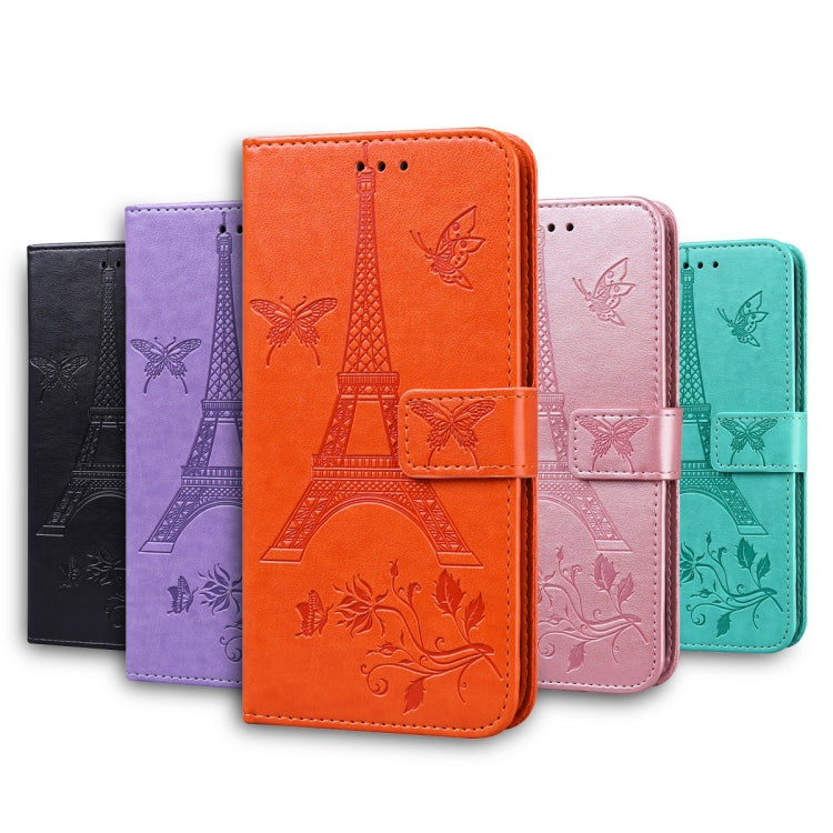For Samsung Galaxy Note10 Embossing Tower Butterflies Pattern Horizontal Flip PU Leather Case with Holder & Card Slot & Wallet