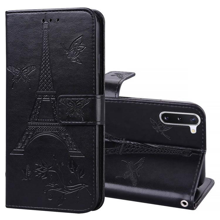 For Samsung Galaxy Note10 Embossing Tower Butterflies Pattern Horizontal Flip PU Leather Case with Holder & Card Slot & Wallet
