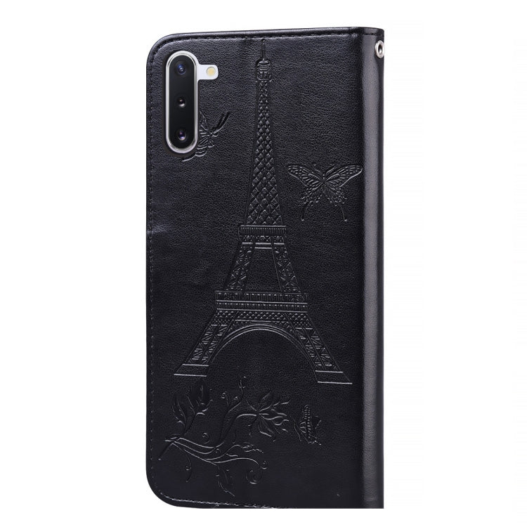 For Samsung Galaxy Note10 Embossing Tower Butterflies Pattern Horizontal Flip PU Leather Case with Holder & Card Slot & Wallet