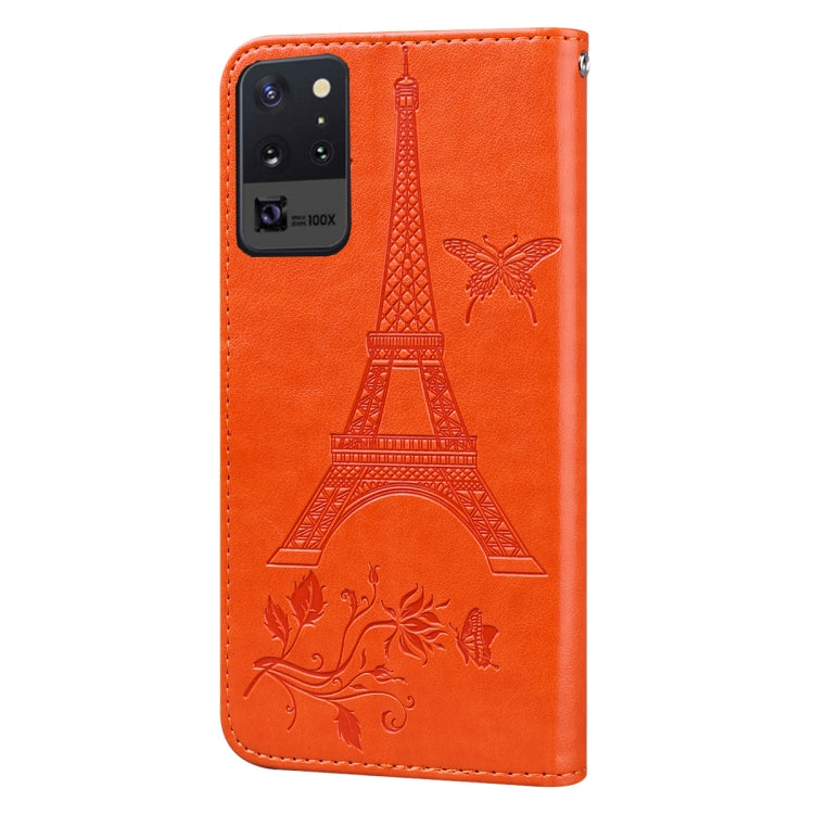 For Samsung Galaxy Note20 5G Embossing Tower Butterflies Pattern Horizontal Flip PU Leather Case with Holder & Card Slot & Wallet