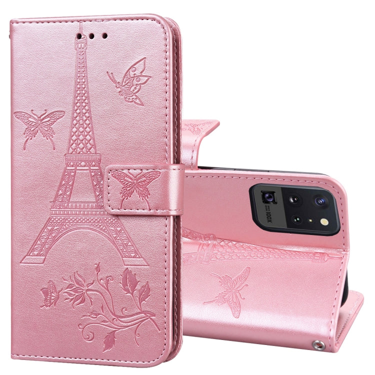 For Samsung Galaxy Note20 5G Embossing Tower Butterflies Pattern Horizontal Flip PU Leather Case with Holder & Card Slot & Wallet