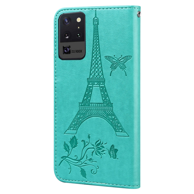 For Samsung Galaxy Note20 5G Embossing Tower Butterflies Pattern Horizontal Flip PU Leather Case with Holder & Card Slot & Wallet