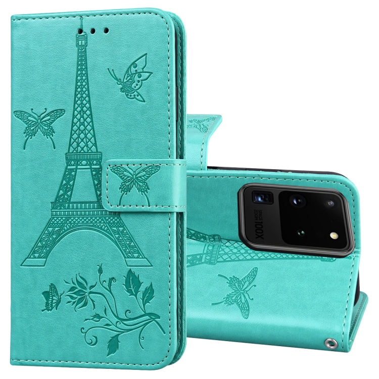 For Samsung Galaxy Note20 Ultra Embossing Tower Butterflies Pattern Horizontal Flip PU Leather Case with Holder & Card Slot & Wallet