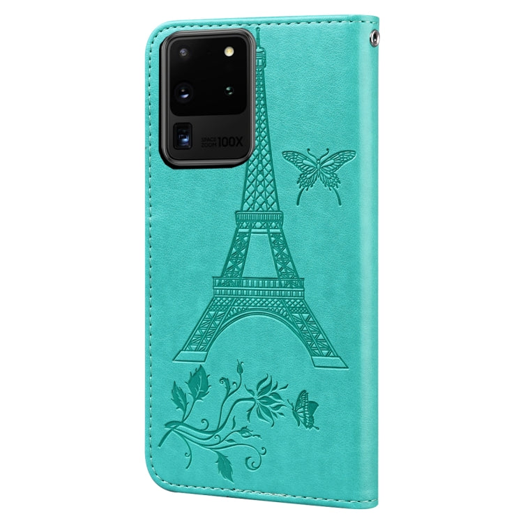 For Samsung Galaxy Note20 Ultra Embossing Tower Butterflies Pattern Horizontal Flip PU Leather Case with Holder & Card Slot & Wallet