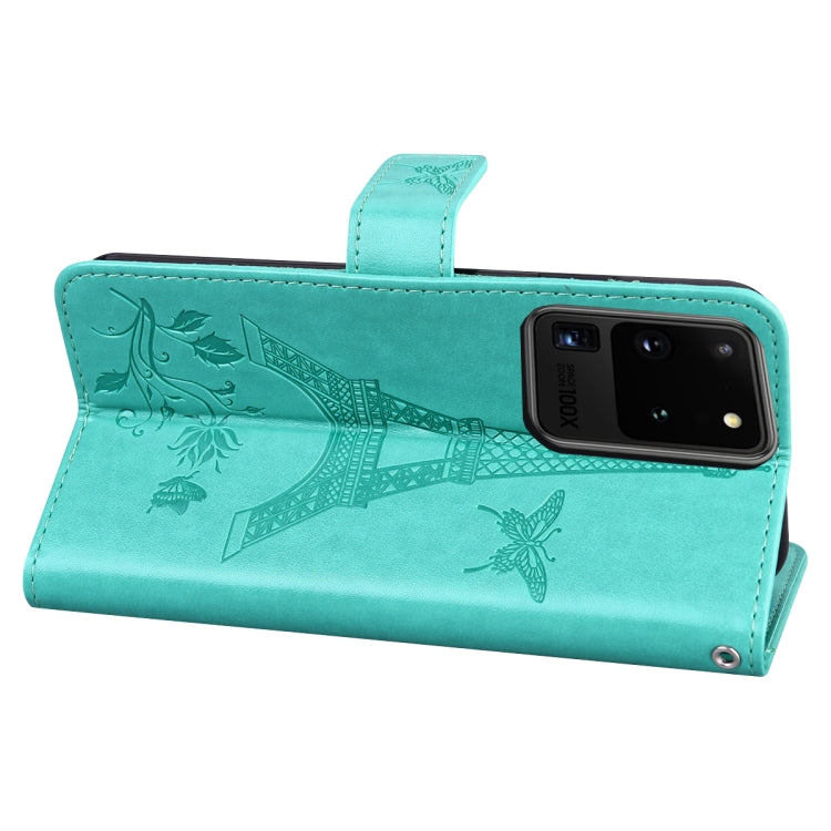 For Samsung Galaxy Note20 Ultra Embossing Tower Butterflies Pattern Horizontal Flip PU Leather Case with Holder & Card Slot & Wallet