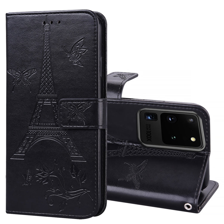 For Samsung Galaxy Note20 Ultra Embossing Tower Butterflies Pattern Horizontal Flip PU Leather Case with Holder & Card Slot & Wallet