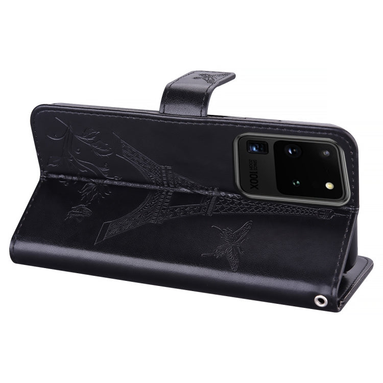For Samsung Galaxy Note20 Ultra Embossing Tower Butterflies Pattern Horizontal Flip PU Leather Case with Holder & Card Slot & Wallet