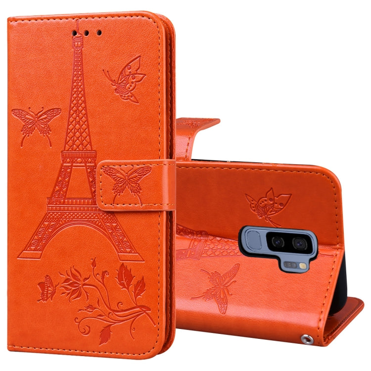 For Samsung Galaxy S9+ Embossing Tower Butterflies Pattern Horizontal Flip PU Leather Case with Holder & Card Slot & Wallet