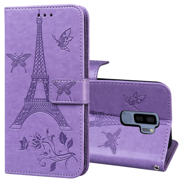 For Samsung Galaxy S9+ Embossing Tower Butterflies Pattern Horizontal Flip PU Leather Case with Holder & Card Slot & Wallet