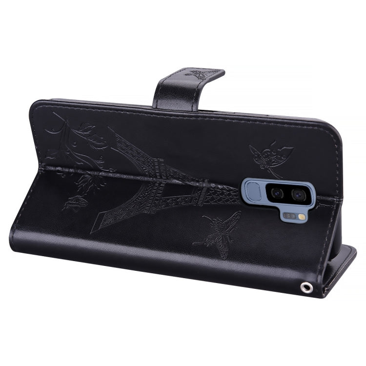 For Samsung Galaxy S9+ Embossing Tower Butterflies Pattern Horizontal Flip PU Leather Case with Holder & Card Slot & Wallet