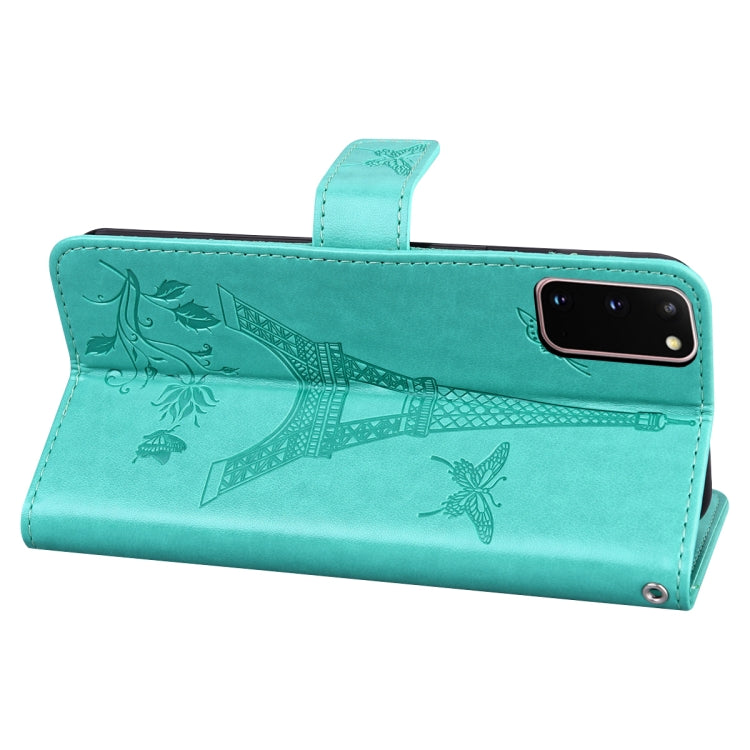 For Samsung Galaxy S20 Embossing Tower Butterflies Pattern Horizontal Flip PU Leather Case with Holder & Card Slot & Wallet