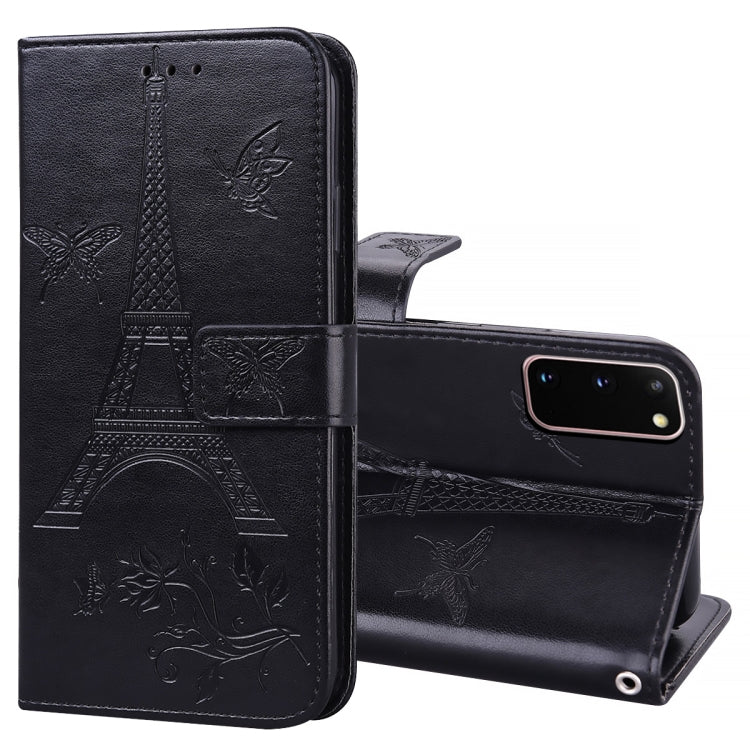 For Samsung Galaxy S20 Embossing Tower Butterflies Pattern Horizontal Flip PU Leather Case with Holder & Card Slot & Wallet