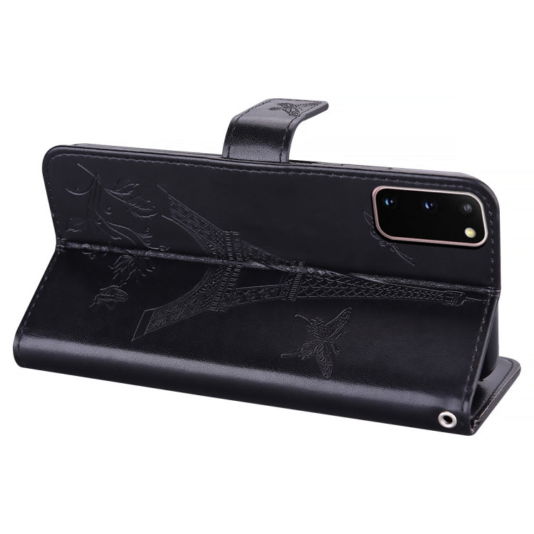 For Samsung Galaxy S20 Embossing Tower Butterflies Pattern Horizontal Flip PU Leather Case with Holder & Card Slot & Wallet