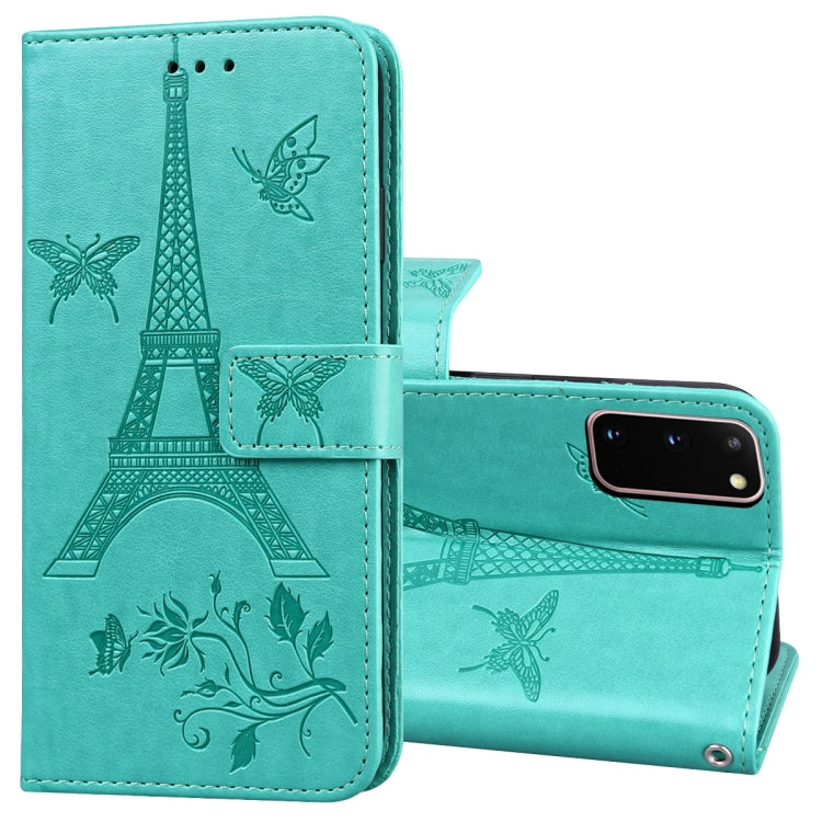 For Samsung Galaxy S20+ Embossing Tower Butterflies Pattern Horizontal Flip PU Leather Case with Holder & Card Slot & Wallet